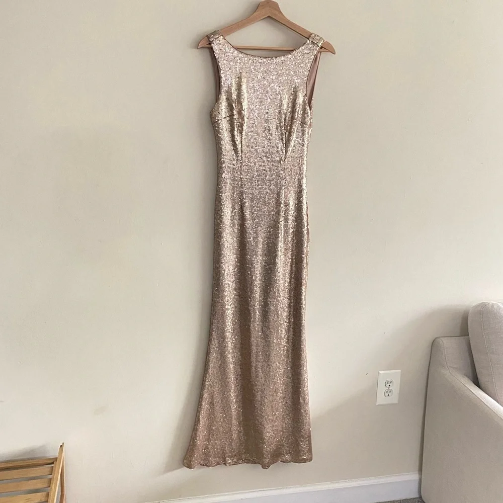 Lulus Slink and Wink Matte Rose Gold Sequin Maxi Dress - S - Picture 16 of 16